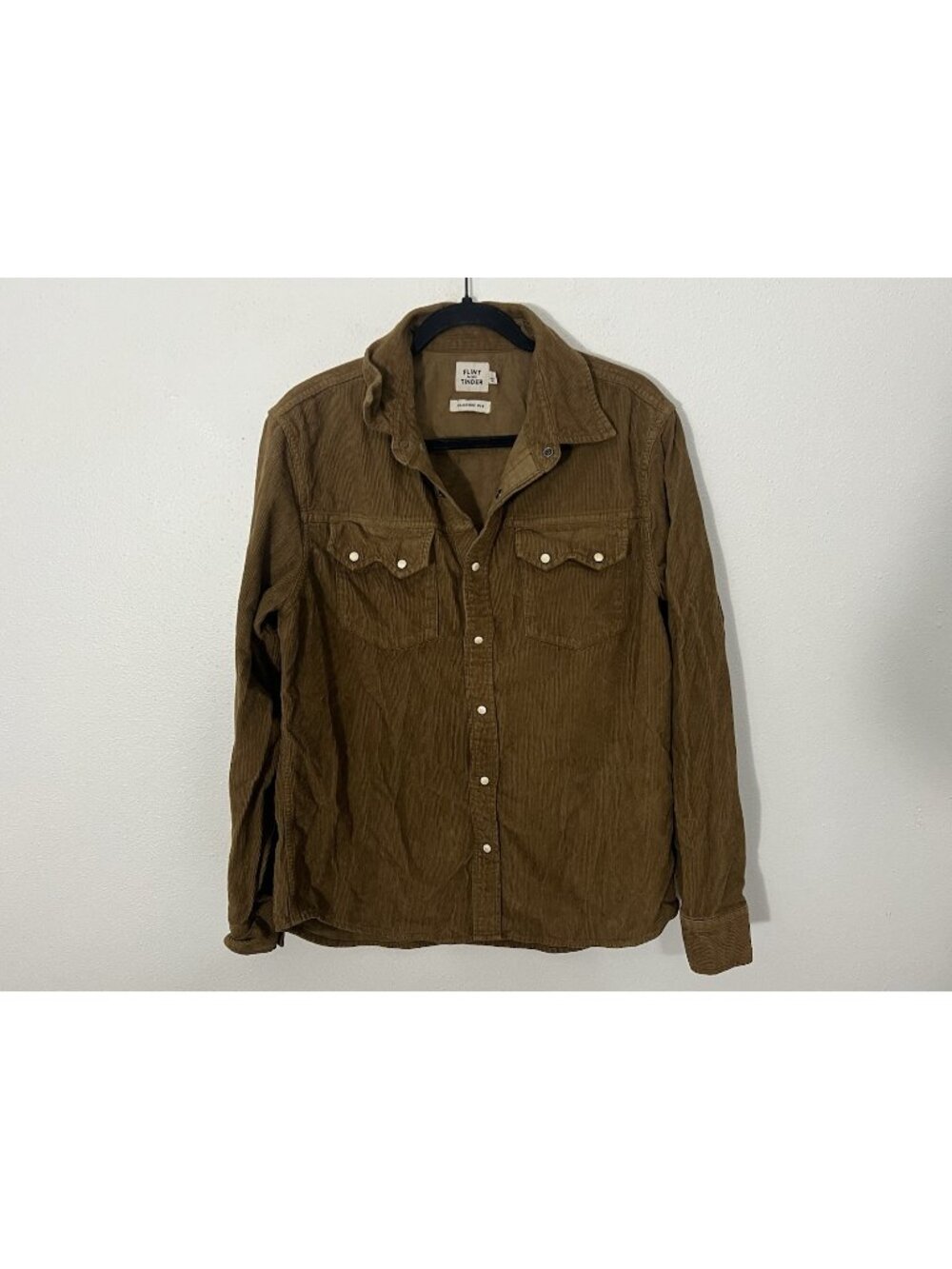 Flint and Tinder Brown Corduroy Pearl Snap Western Button-up Shirt Medium